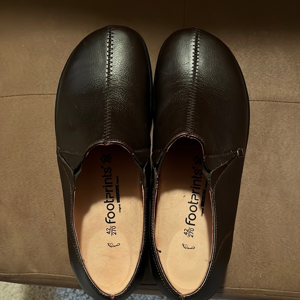 Brown Birkenstock Footprints slip on shoes